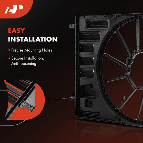 Engine Radiator Cooling Fan Shroud Compatible With 2017 Through 2024 Audi A4 A5 A6 Quattro Allroad Heavy Duty installation detail.