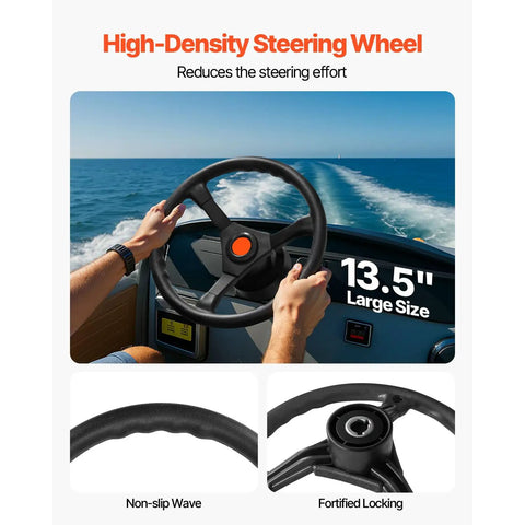 14 Ft Outboard Steering Kit With 13.5 Inch Wheel Beefy Marine Steering Cable Rotary Steering System For Boats