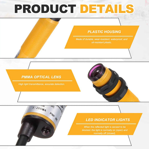 Diagram showing parts of Dual Through Beam Photoelectric Sensor Pack 5M Detection Range, M18 Size, 10-30V DC PNP NC, 2 Pack