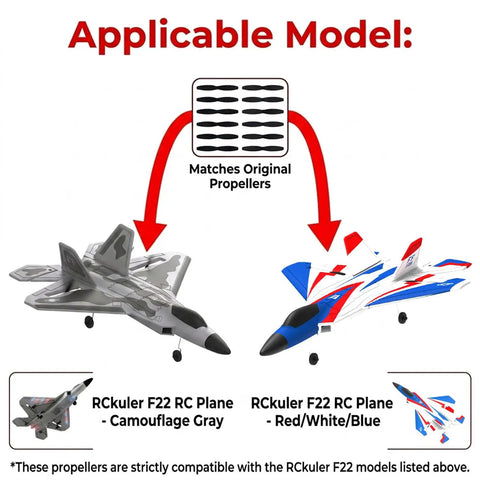Diagram of Five Pairs Ten Piece RC Plane Propeller Set For F22 Raptor RC Fighter Jets Replacement Blades A And B CCW CW