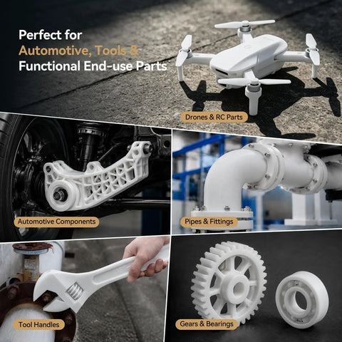 Badass Heavy Duty PA6 Nylon 3D Printer Filament 1.75mm 1Kg White Spool High Strength Material Built Different With Hella Wear Resistant Properties For Serious Engineered Functional Parts