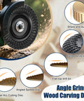 Close-up of All In One Pro Grade Wood Carving Disc Kit For Angle Grinders, showing disc attachments and cutting features.