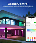 Multicolor WiFi A21 Smart Bulb 850 Lumens Dimmable RGBW 2200K to 7000K Full Color LED 4 Pack group control feature on app
