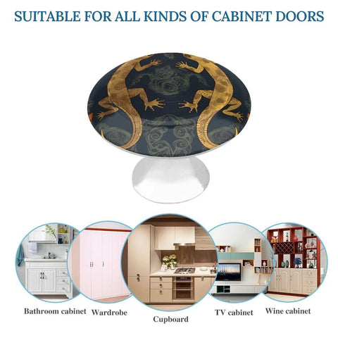 2 Pack Round Cabinet Knobs And Drawer Pulls 1.1 Inch Heavy Duty Stainless Steel Hardware For Kitchen Cabinets And Dressers Smooth Finish Quick Swap Solid Build For Home Glow Up with artistic gecko design.