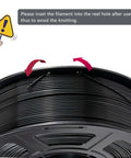 ASA Filament 1.75Mm Black 1Kg Outdoor Ready 3D Printer Filament with usage instruction to avoid knotting shown on spool