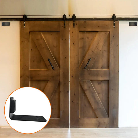 Heavy Duty Stainless Steel Sliding Door Hardware Bottom Stop With Mounting Screws Black Anti Roll Floor Track Guide For Barn Doors Hella Smooth Operation on wooden sliding barn doors.