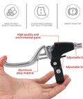 Hand holding Universal 2.2cm Bike Brake Levers Aluminum Alloy VBrake Handlebar Set For Most Mountain And Road Bikes 1 Pair Silver