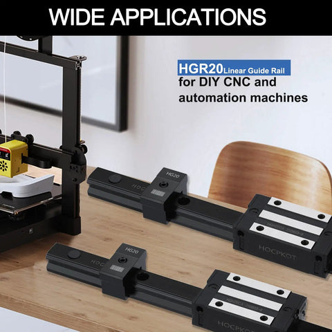 150mm Linear Guide Rail Kit With 2 Rails And 2 Carriages HGH20CA Sliding Blocks And End Stops for Smooth Low Noise DIY CNC Rigs Routers