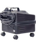 Heavy Duty Commercial Steam Cleaner With 90 Psi And 325 Degrees Dual Boiler Setup For Continuous Refill, compact black unit.
