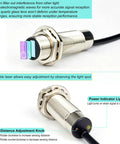 Ultra Compact Laser Photoelectric Sensor Switch M18 PNP No-Brainer 12-24V DC 3 Wire 1-50cm Detection 1ms Fast Response Tiny 2mm Laser Spot Normally Open Laser Beam Sensor NKF-JM18050 Precision Object Detector, M18 metal body