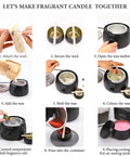 Steps of DIY Candle Making Kit For Adults With Hot Plate Complete Soy Wax Starter Set With 500 Ml Wax Warmer and accessories.