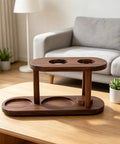 Premium Solid Wood Pour Over Coffee Dripper Stand With Elevated Brewing Platform decorative display tray on wooden table.