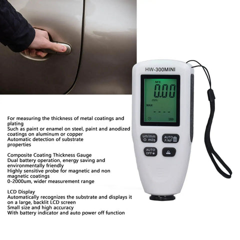 Coating Thickness Meter 0 To 2000 Um Digital Gauge For Automotive Paint, Car Coating Thickness Tester, 0.1 Um Mil Thickness Gauge For Used Car Buyers, Non Destructive Coating Gauge For Auto Body, Shop And Lab, on car door