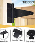 12Inch T Strap Gate Hinges Heavy Duty Black Tee Hinges for Wooden Fences Yard Gates Rustproof Iron Hardware installed