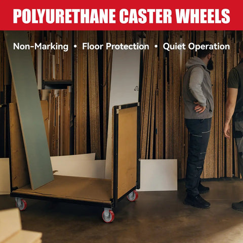 Three Inch Heavy Duty Casters Set Of Four Featuring Polyurethane Tread On Cast Iron Core, Dual Swivel Rollers Plus Two Locking Brakes, Heavy Lifter 1400 Lb Capacity For Cart Gear And Shop Builds on equipment cart.
