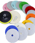 Diamond Polishing Pads Set 5 Inch With 5/8-11 Hook And Loop Backing, 10 Piece Wet Dry Concrete Polishing Kit, assorted grit discs
