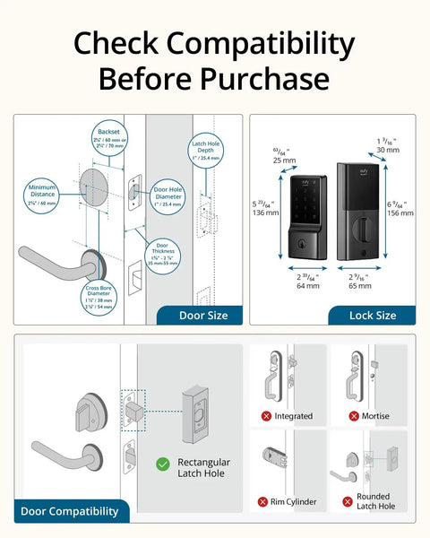 C210 Keyless Entry Smart Lock With Built In WiFi Deadbolt No Bridge Required No Brainer Easy Install door compatibility guide