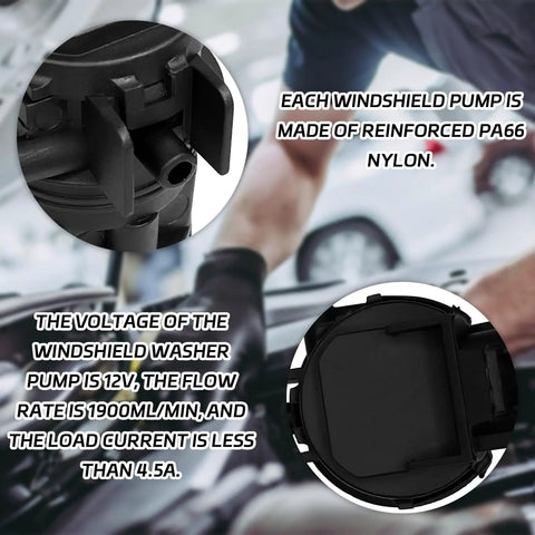 Windshield Washer Pump Replacement For Toyota, Lexus, Subaru, Mazda, Nissan, Acura, Honda With 85330-60190 85330-AE010 shown with specifications