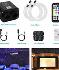 Dual Color 20W Twinkle Starlight Headliner Kit With 1300 Fiber Optic Strands, remote, connectors, installed in car and home ceiling decor