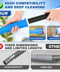 Hands connecting 5 Piece Dryer Vent Cleaner Kit with Ultra Slim 0.73 Inch Vacuum Hose Attachment and Super Handy Universal Connector