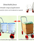 Heavy Duty Foldable Garden Harvest Cart With Guardrails, 440 Pound Capacity, Waterproof Galvanized Iron Frame, Rugged Garden Utility Cart For Farms, Orchards, And Backyard Chores, with detachable fence and red wheels