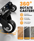 360-degree rotating casters of the Portable Welding Table And Rollable Fabrication Workstation With 1200 Pound Capacity.