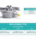 Front view of brake vacuum pump for VW 1.9L TDI; gray aluminum body with yellow cap