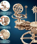 Hands On Mechanical Tellurion Three Dimensional Puzzle Wooden Model That Shows The Sun Earth Moon Cosmic Dance Explains Day And Night And Moon Phases With Realistic Orbital Motion For Science Fans And Curious Minds, wooden tellurion model