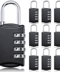 10 Pack 4 Digit Combination Locks For Luggage Travel Gym Toolbox Locker And Suitcases Waterproof Padlocks With 10,000 Codes
