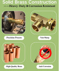 Beefy Brass Hose Tee Fitting Three Quarter Inch GHT Female To Male To Male Three Way Swivel Connector For Yard Watering Rust Resistant Leak Free Outdoor Hose Adapter Heavy Duty And Easy To Attach, solid brass