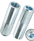 Drop-In Anchors Set, 50 Pc, 1/2 Inch By 13 Zinc-Plated For Concrete, close-up showing internal forced expansion design
