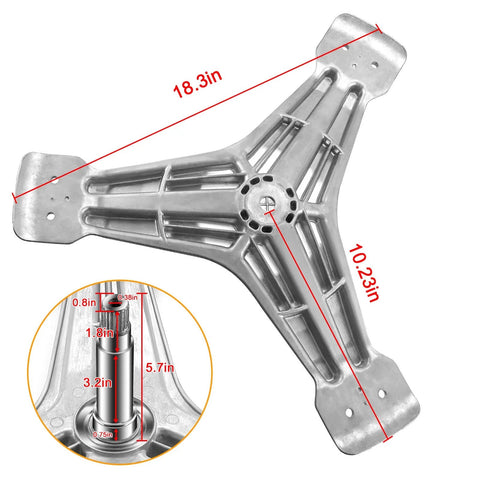 Washer Spinner Support Replacement For LG Front Load Washer Rear Drum Spider 4434ER0002D with dimensions showing detailed measurements