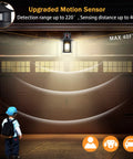Motion Sensor Outdoor Wall Lights With Dusk To Dawn Sensor, Matte Black Exterior Lanterns illuminating garage.