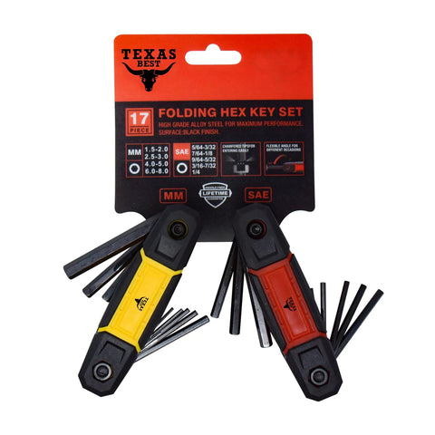 Folding Hex Key Set With Metric And SAE Allen Wrenches, Heat Treated S2 Finish, Compact 2 Pack, Black, Durable For Home, Garage And Automotive Work Everyday Pro Grade Gear For DIY Enthusiasts