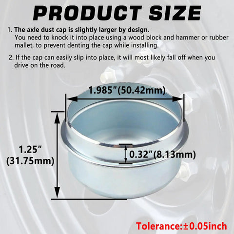 4 Pack 1.98 Inch Trailer Axle Dust Caps For 2000 To 3500 Lb Boat Trailers Dexter EZ Lube Hubs RV Camper Bearing Protection