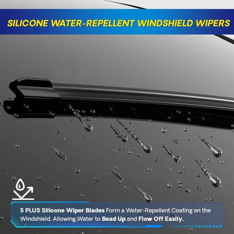 Silicone Windshield Wiper Blades Replacement For 2018 2023 BMW X3 And 2019 2022 X4 Set Of 3 showing water-repellent coating effect