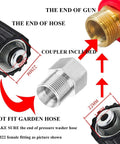 Close-up of M22 fittings for Red Beefy High Power Pressure Washer Gun With 40 Inch Wand Extension Five Nozzle Tips 5000 PSI Performance