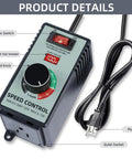 Heavy Duty AC Motor Speed Controller 120V 15A Variable Fan Speed Regulator With Led Digital Display, showing speed knob and plug.