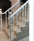 Rock Solid White Wooden Baluster Posts For Staircase Deck And Porch, No Sweat Poplar Wood Spindle Assembly, 33 Inch Tall with rounded top.
