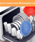 Two Pack Round Silicone Air Fryer Liners Fits 1 To 3.5 Qt Baskets in dishwasher, blue and red nonstick oven accessories