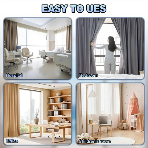Double Row Curtain Track System With Silent Glide For Drop Ceiling Heavy Duty Design Hassle Free Snap Together Setup No Tools Needed Pre Connected For 39 Inch Plus Lengths Easy DIY Install And Quiet Operation in hospital, bedroom, office, children's room