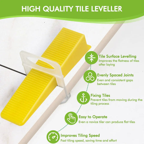 Pro Grade Tile Leveling System Kit One Eighth Inch With 600 Leveler Spacers Clips, 200 Reusable Wedges, Tile Surface Levelling