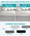 Two Part Floor Coating Kit With Clear Sealer For Porcelain Tile Floors In Kitchen Bathroom Laundry Semi Gloss Light Gray With Tools DIY Durable Upgrade shown with color options and coverage details.