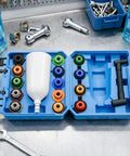 No More Messy Oil Pouring With This Universal Flexible Funnel Kit featuring a spill-proof splash guard and smart adapter design.