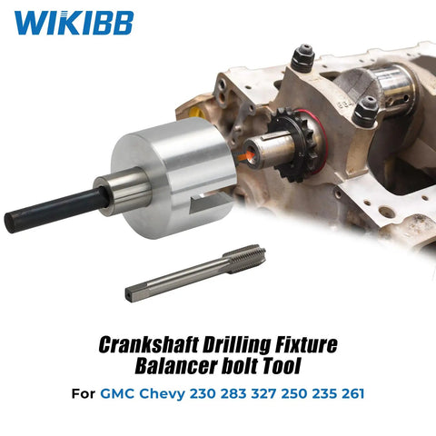 Crankshaft Drilling Pin Fixture Tool With Tap And Drill Bit For Chevy GMC Engines, Precise Balancer Bolt Alignment, In Engine Assembly