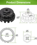 Cap Style Oil Filter Wrench Snug No Slip Fit 64mm With 14 Flutes For Toyota product dimensions and design details