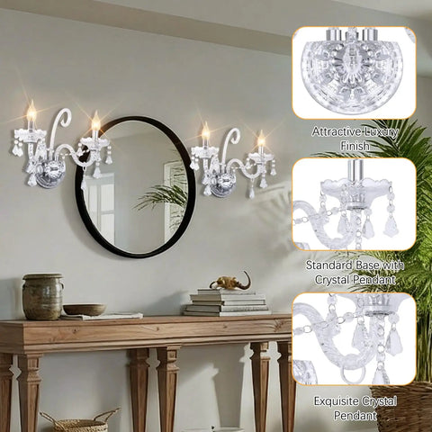Crystal Wall Sconce Light With Double Heads And Pendant European Style Wall Lamp For Hallway And Living Room Dope Look Luxury Decor