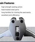 Regular Duty Sealer And Crimper For 1/2 Inch PP Strapping, Heat-Treated Durable Tool With Ergonomic Long-Handle Design, Easy Seal Closure For Quick On-Site Packaging close-up of 1/2-inch steel sealer