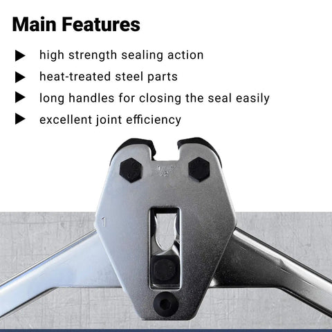 Regular Duty Sealer And Crimper For 1/2 Inch PP Strapping, Heat-Treated Durable Tool With Ergonomic Long-Handle Design, Easy Seal Closure For Quick On-Site Packaging close-up of 1/2-inch steel sealer