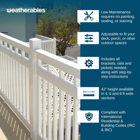 Cheshire Vinyl Porch And Deck Railing Kit For Outdoor Spaces Easy Install Weather Resistant White Railing System For Decks Porches Balconies And More That Withstands The Weather